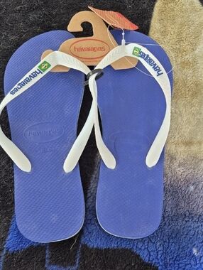 Havaianas Blue Flip Flops with White Straps